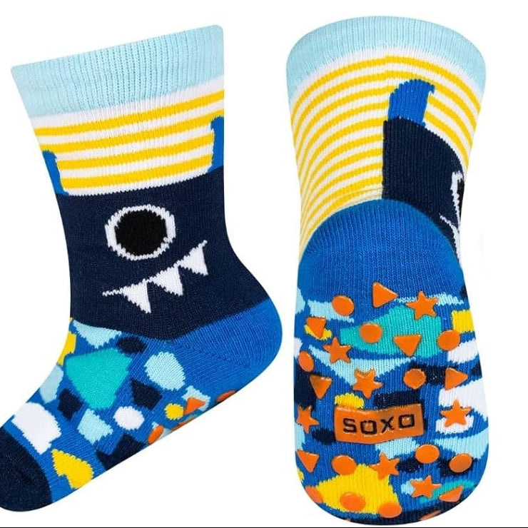 Soxo Kids Anti‑Slip Socks 3‑Pair Pack Cute Animal Designs